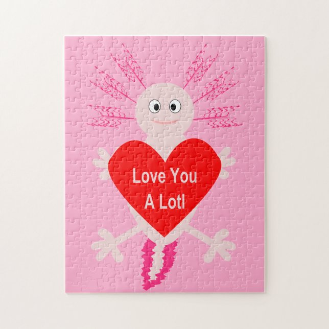 Puzzle Valentines Day Love Heart Axolotl (Vertical)