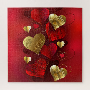 Puzzle Valentines dorées et rouges