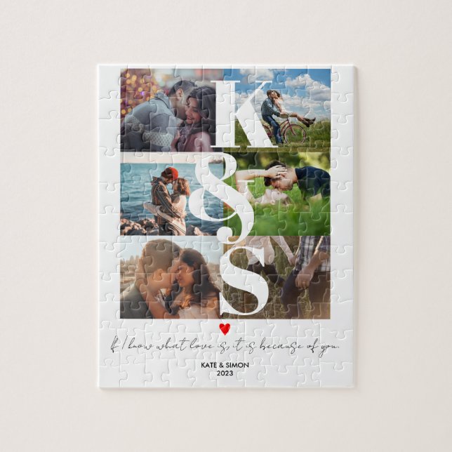Puzzle Valentines Jour Cadeaux Couple Photo personnalisée (Vertical)