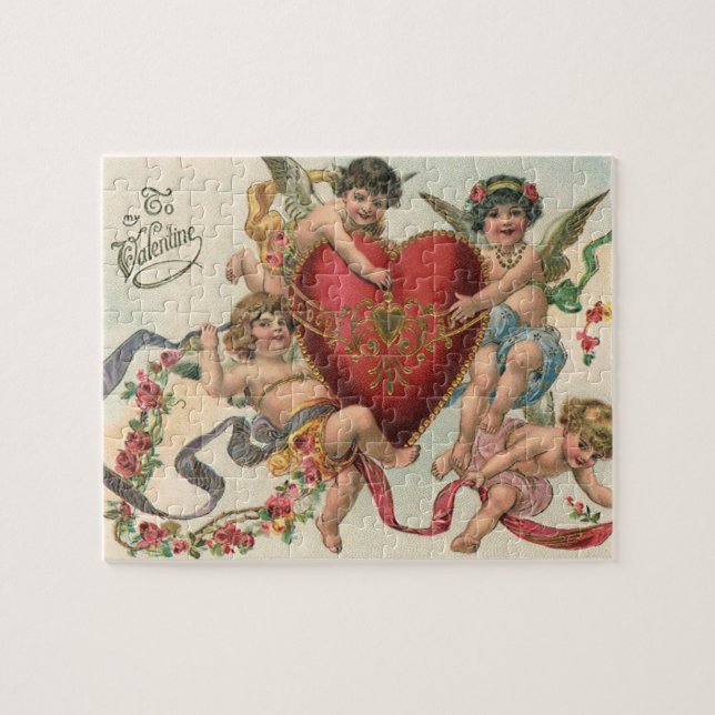 Puzzle Valentines victoriennes vintages, Cherubs Angels C (Horizontal)
