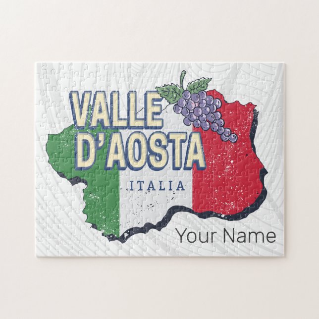 Puzzle Vallée d'Aoste Italie Carte Carte Souvenir Vintage (Horizontal)
