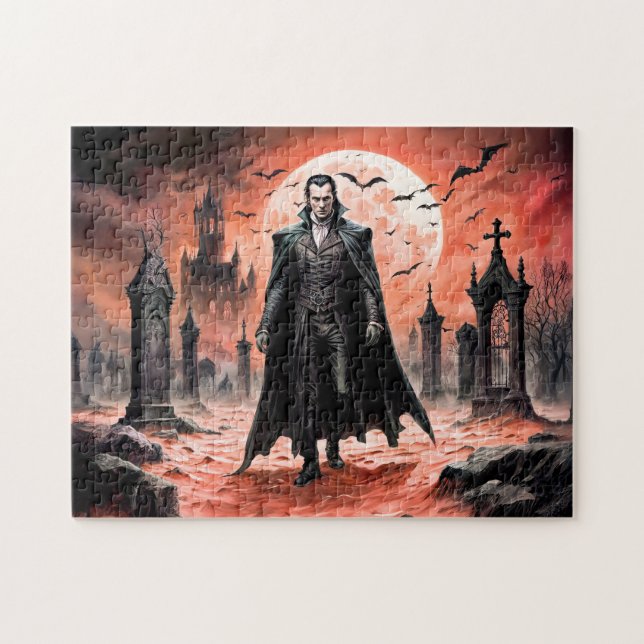 Puzzle Vampire dans un cimetière éclairé par la lune (Horizontal)