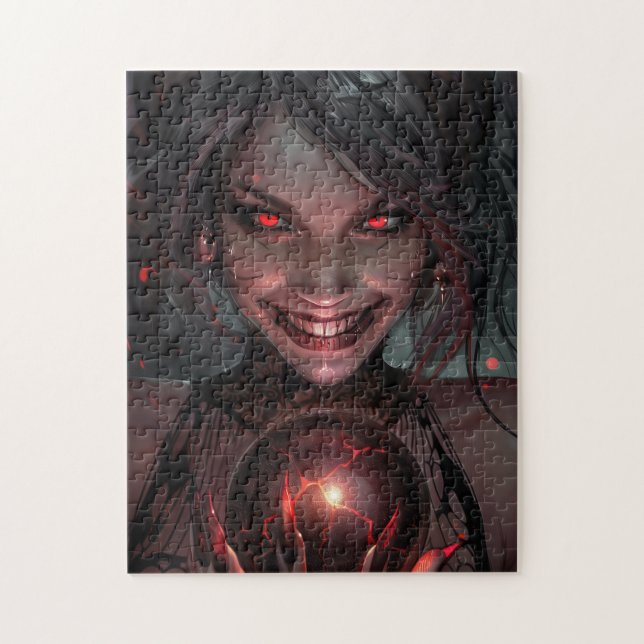 Puzzle Vampire femelle souriant avec un orbe (Vertical)