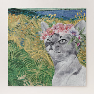Puzzle Van Gogh Blé Field et Fancy Cat