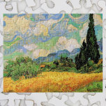 Puzzle Van Gogh Champ de blé w Cyprès à Haute Galline<br><div class="desc">Blé Field avec Cyprès à la Haute Galline Près d'Eygalieres par Vincent van Gogh est une peinture de paysage de post impressionnisme d'art vintage. Des nuages blancs tourbillonnent dans le ciel bleu avec des champs de blé et de cyprès sur une ferme. À propos de l'artiste : Vincent Willem van...</div>
