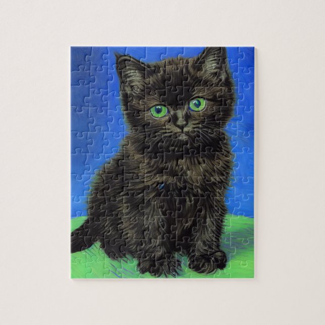 Puzzle Van Gogh Style Kitten noir (Vertical)