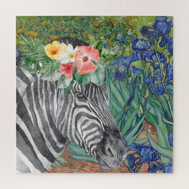 Puzzle Van Gogh's Irises and Fancy Zebra (Vertical)