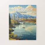 Puzzle Vancouver Canada Travel Art Vintage<br><div class="desc">Conception de déplacement vectoriel rétro de Vancouver. Vancouver,  port maritime de la côte ouest en pleine effervescence en Colombie-Britannique,  est l’une des villes les plus denses et les plus diversifiées du Canada sur le plan ethnique.</div>