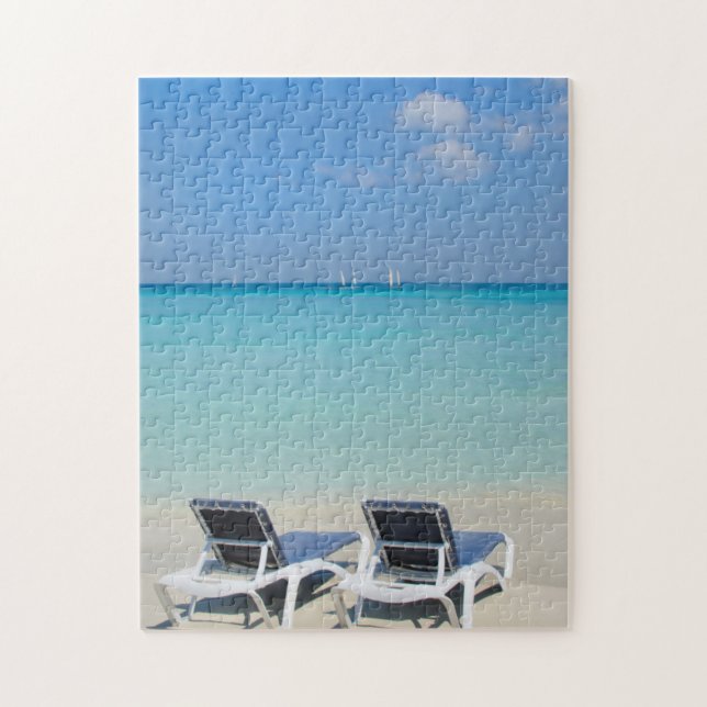 Puzzle Varadero, Cuba. Sable et chaises de plage (Vertical)