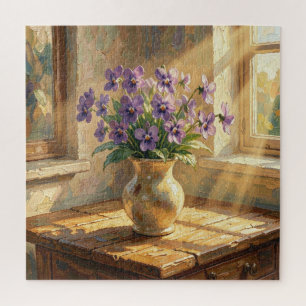 Puzzle Vase de violettes violettes Impasto