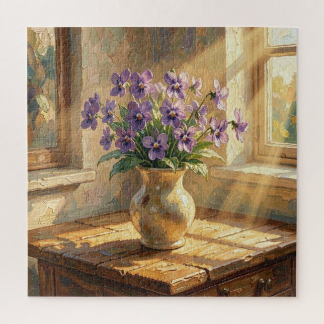 Puzzle Vase de violettes violettes Impasto (Vertical)
