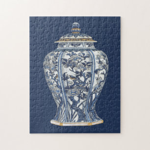 Puzzle Vase en porcelaine bleue et blanche de Vision Stud