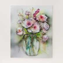 Vase en verre avec fleurs