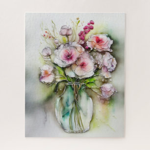 Puzzle Vase en verre avec fleurs