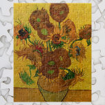 Puzzle Vase Still Life avec 15 tournesols Vincent van Gog<br><div class="desc">Still Life : Vase avec Quinze Tournesols de Vincent van Gogh est un post impressionnisme d'art vintage à vie morte peinture florale avec de belles fleurs de jardin d'été en fleurs. Un bouquet de tournesols jaunes et orangés fleuris fait partie d'une série de natures mortes. À propos de l'artiste :...</div>