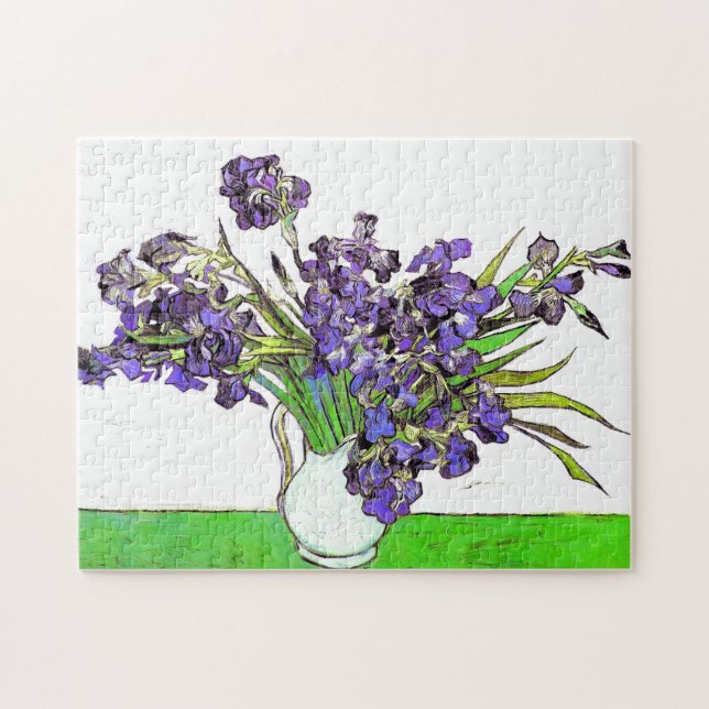Puzzle Vase Violet Irises Van Gogh Art (Horizontal)