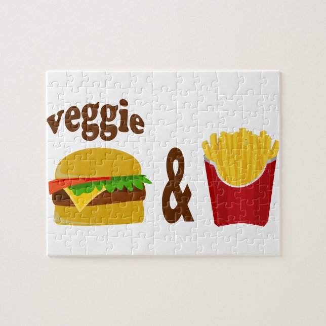 Puzzle Veggie Burger and Fries (Horizontal)