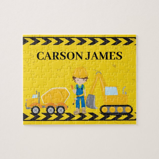 Puzzle Véhicule de construction Garçon Personnalisé Jaune (Horizontal)