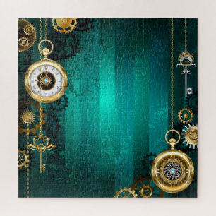 Puzzle Veille bijoux Steampunk sur un Arrière - plan vert