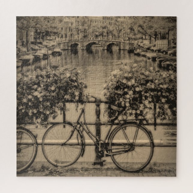 Puzzle Vélo à Amsterdam - Sepia - 20x20 - 676 pc (Vertical)