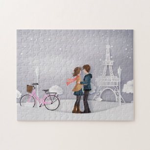 Puzzle Vélo rose Paris Couple