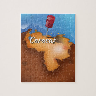 Puzzle venezuela, Caracas vintage travel poster