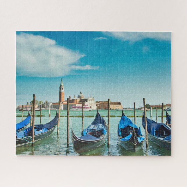 Puzzle Venice Grand Canal with blue iconic gondolas (Horizontal)