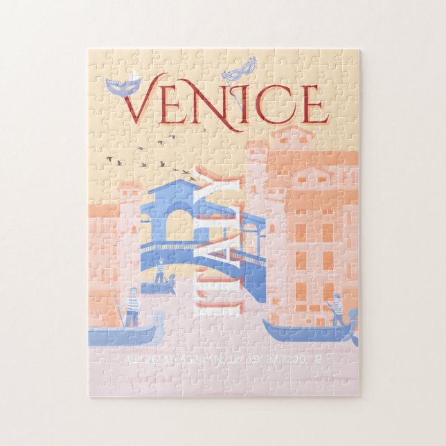 Puzzle Venice Travel Art, Italie, Travel Art, Retro (Vertical)