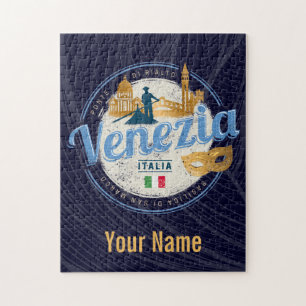 Puzzle Venise avec gondolier Italie carnaval vintage
