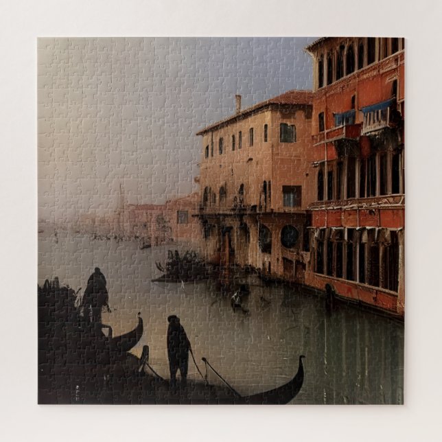 Puzzle Venise Italie Canal et Gondolas Peinture (Vertical)