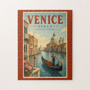 Puzzle Venise Italie Canaux Illustration Voyage Art Rétro