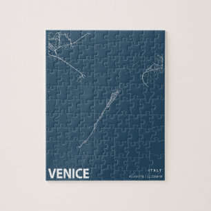 Puzzle Venise Italie Minimaliste City Map Line Art en ble