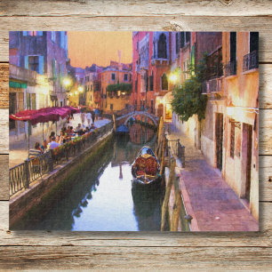 Puzzle Venise romantique, Italie, ruelle au coucher du so