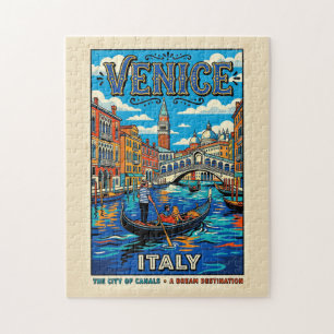 Puzzle Venise Ville Des Canaux Affiche De Voyage De Style