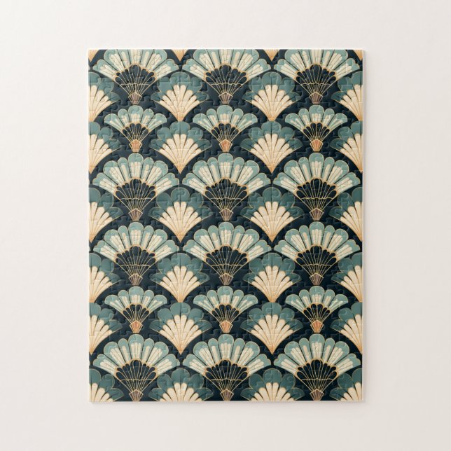 Puzzle Ventilateur Turquoise et beige d'inspiration japon (Vertical)