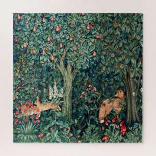 Puzzle VERDURE, Hares FORESTIERS, Renard, Liège vert