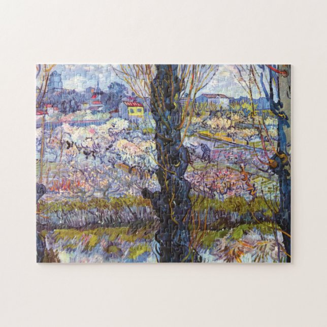Puzzle Verger en fleurs avec peupliers de Vincent Van Gog (Horizontal)
