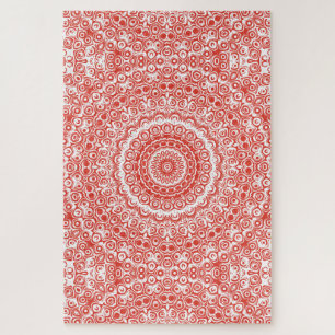 Puzzle Vermilion Mandala Red Kaleidoscope Design