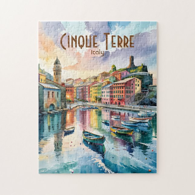 Puzzle Vernazza Cinque Terre Italy Watercolor Custom (Vertical)