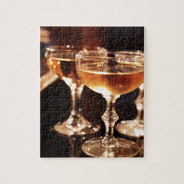 Puzzle verre à champagne toast doré (Vertical)