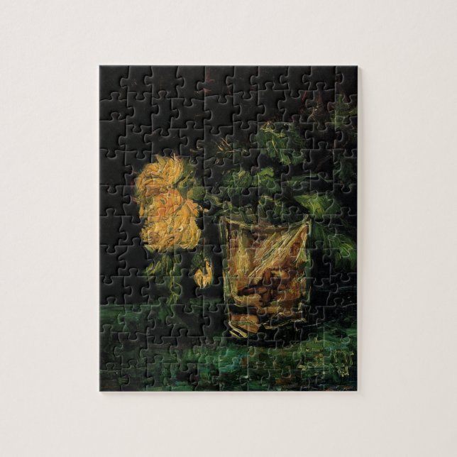 Puzzle Verre avec des roses par Vincent van Gogh (Vertical)