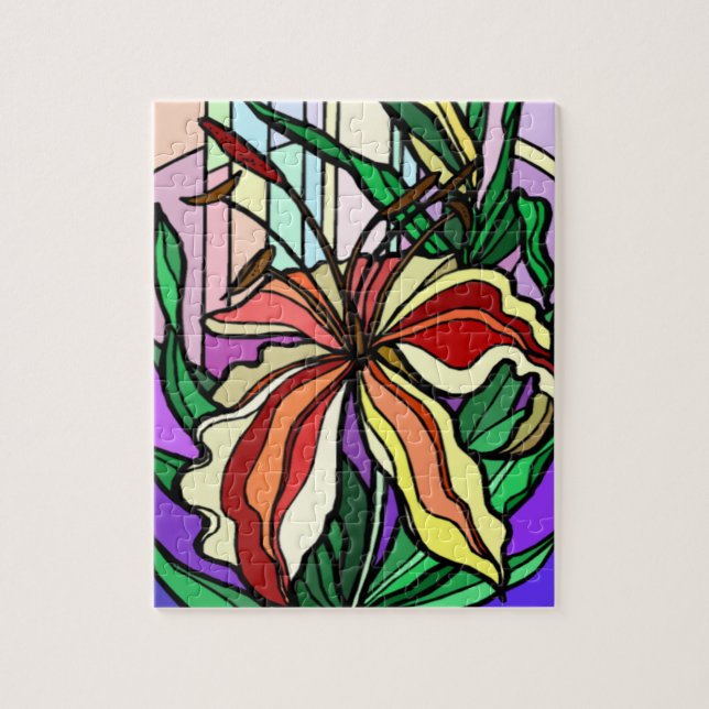 Puzzle Verre de teint Coloré Lily Flower (Vertical)