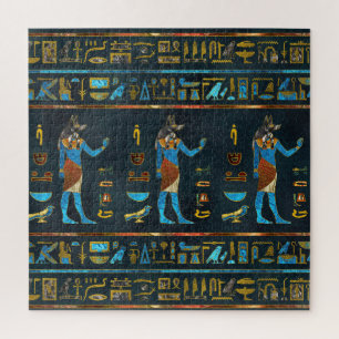 Puzzle Verre d'or d'Anubis, bleu et rouge égyptien