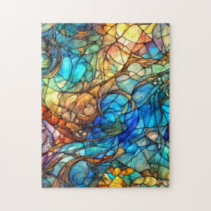 Puzzle Verre style multicolore abstrait 77