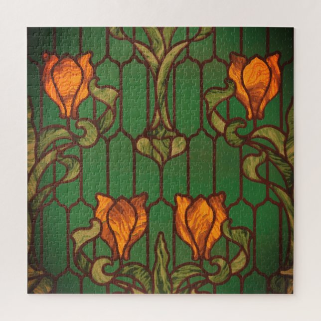 Puzzle Verre tendu look floral Art nouveau fleurs  (Vertical)