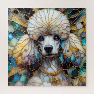 Puzzle Verre tendu Poodé jaune éclatant bleu
