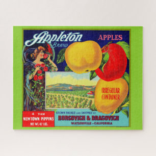 Puzzle vers 1900 Appleton Apples crate étiquette