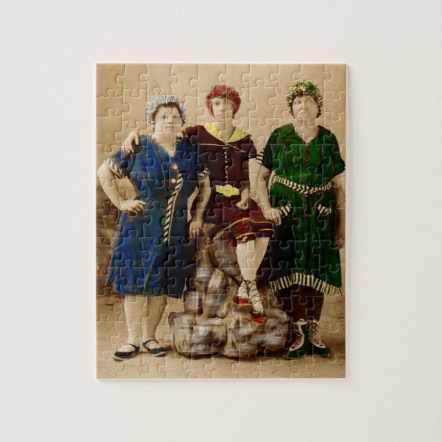 Puzzle vers 1910 Atlantic City beautés de bain RPPC (Vertical)