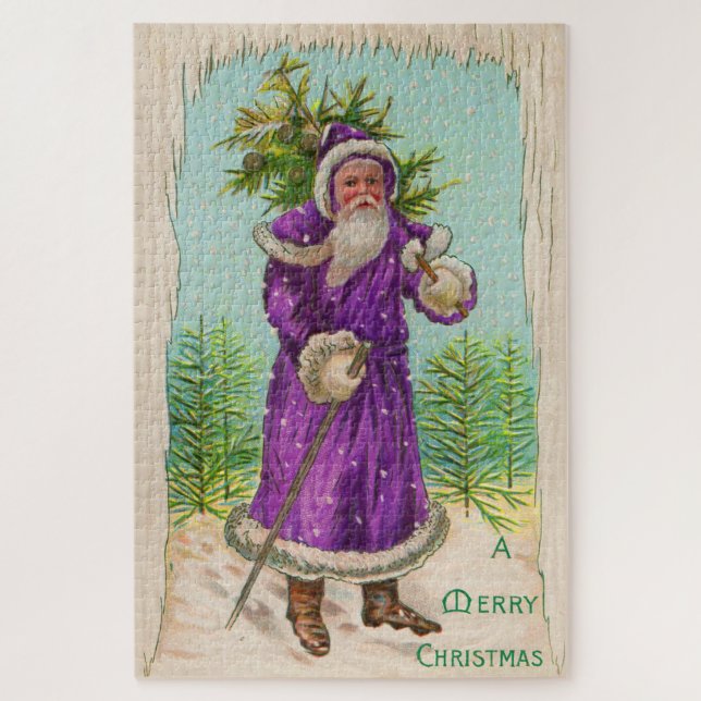 Puzzle vers 1910 Père Noël en robe violette (Vertical)