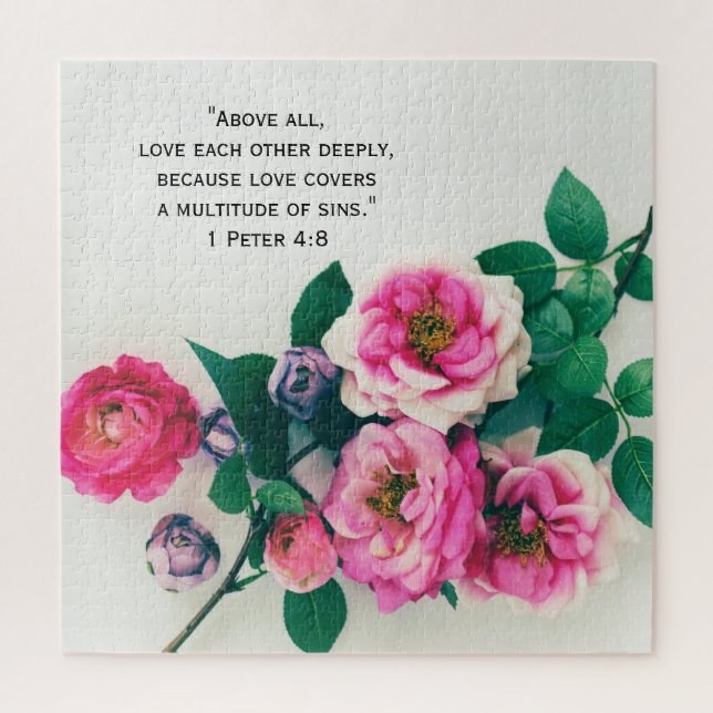 Puzzle Vers rose sauvage rose de bible d'amour de bouquet (Vertical)